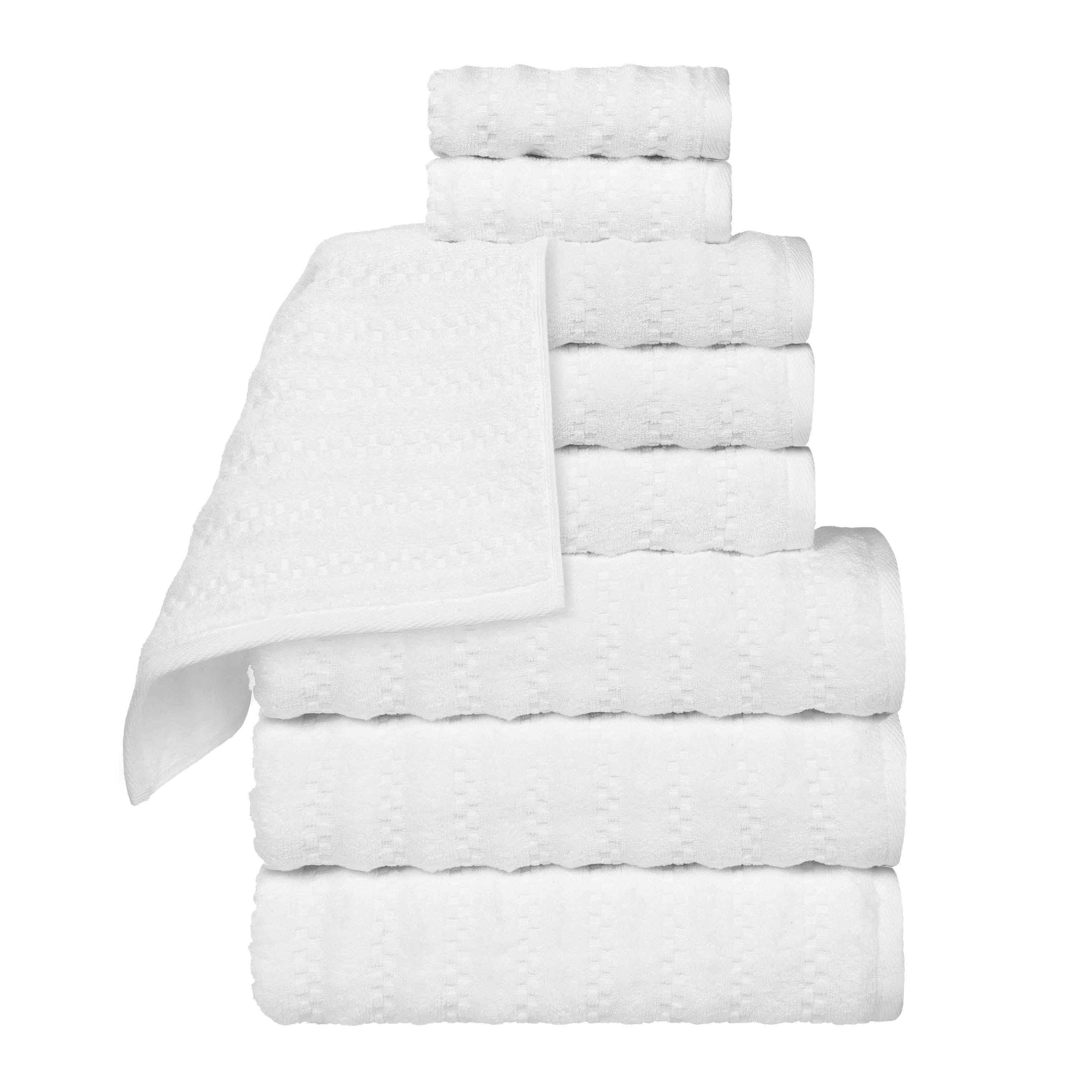Zuma Zero Twist Cotton Medium Weight Waffle Stripes 9 Piece Towel Set - Towel Set by Superior Brand