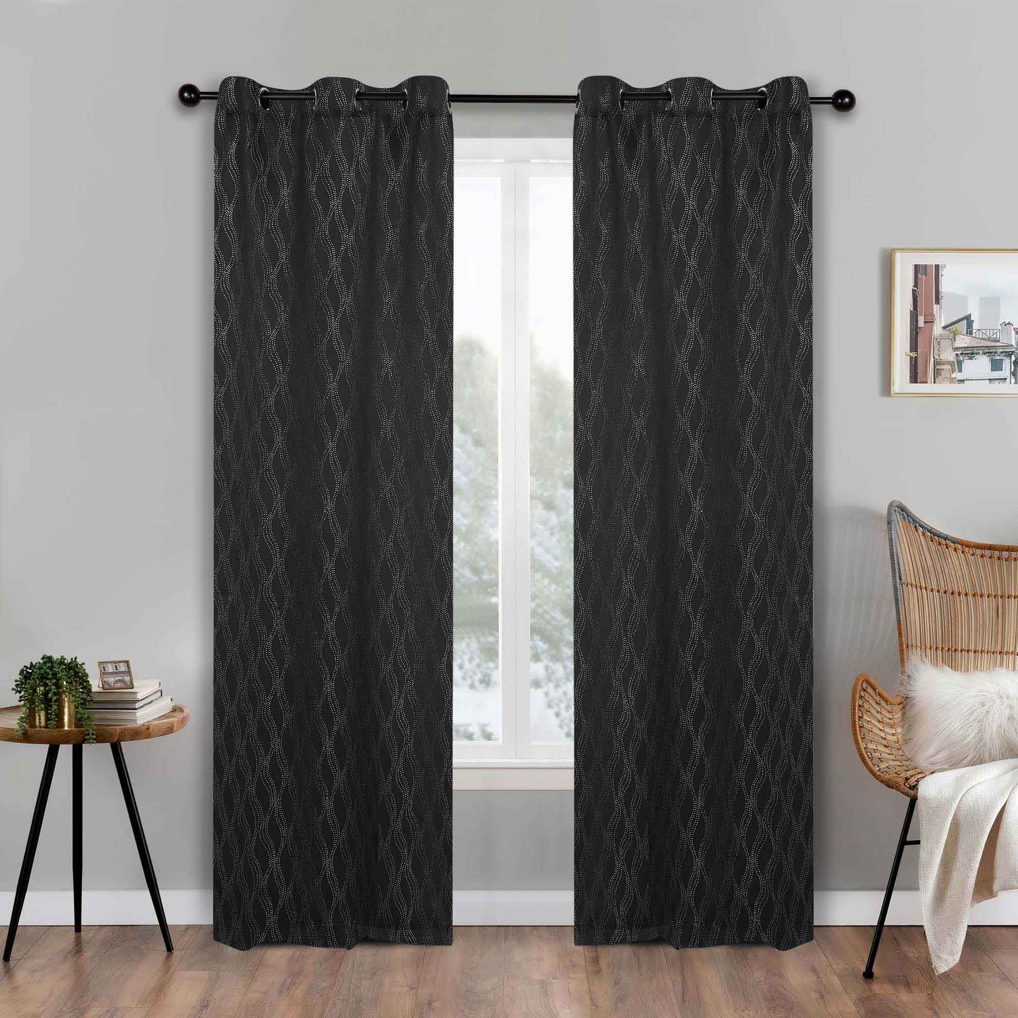 Zuri Textured Waves Room Darkening Blackout Curtains, Set of 2 - Blackout Curtains by Superior