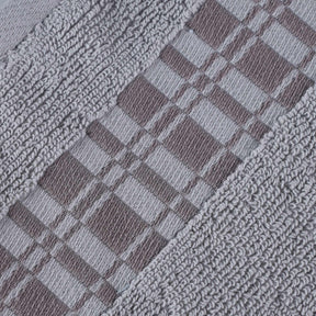  Superior Larissa Cotton 6-Piece Assorted Towel Set with Geometric Embroidered Jacquard Border - Grey