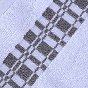  Superior Larissa Cotton 6-Piece Assorted Towel Set with Geometric Embroidered Jacquard Border - White