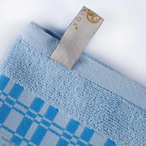  Superior Larissa Cotton 6-Piece Assorted Towel Set with Geometric Embroidered Jacquard Border - Light Blue