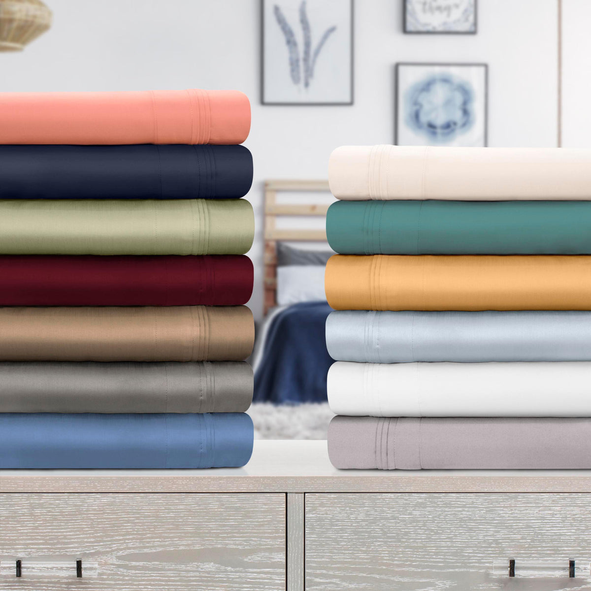 1000 Thread Count 100% Egyptian Cotton Solid Deep Pocket Sheet Set-Sheet Set by Superior-Home City Inc