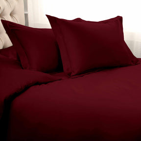  Superior Egyptian Cotton Solid All-Season Duvet Cover Set with Button Closure -  Burgundy