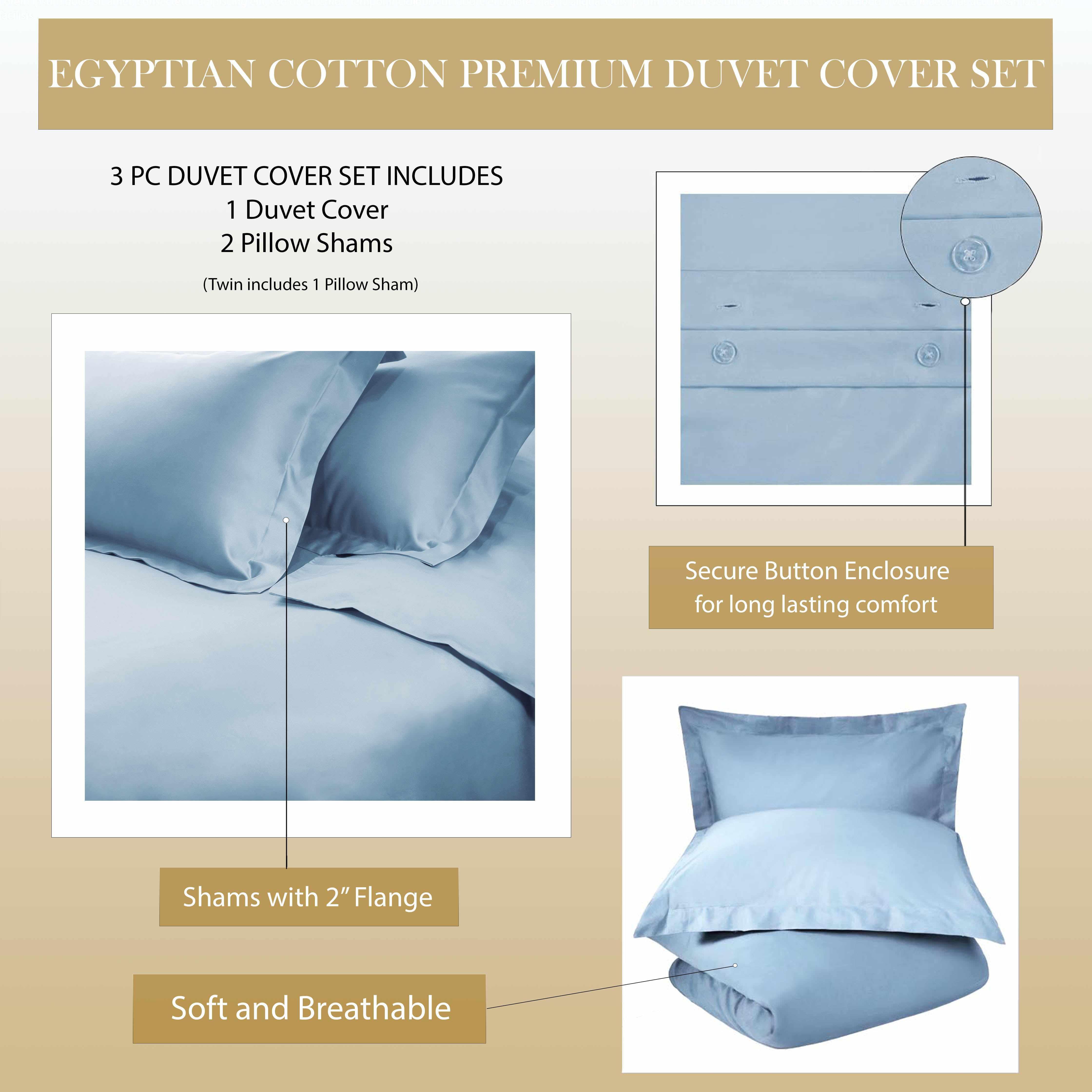 1000 Thread Count Egyptian Cotton Solid Duvet Cover Set - Egyptian Cotton Duvet Cover Set by Superior