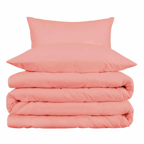  Superior Egyptian Cotton Solid All-Season Duvet Cover Set with Button Closure - Dusted Rose