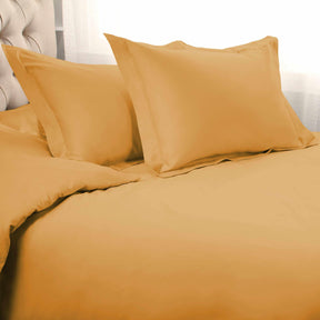 Superior Egyptian Cotton Solid All-Season Duvet Cover Set with Button Closure - Gold