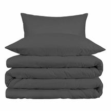  Superior Egyptian Cotton Solid All-Season Duvet Cover Set with Button Closure - Grey