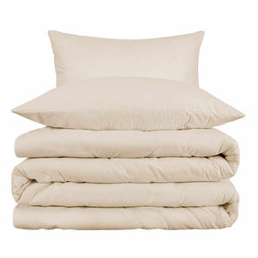  Superior Egyptian Cotton Solid All-Season Duvet Cover Set with Button Closure - Ivory