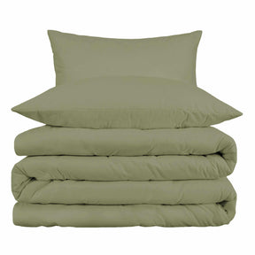  Superior Egyptian Cotton Solid All-Season Duvet Cover Set with Button Closure - Sage
