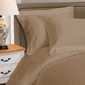  Superior Egyptian Cotton Solid All-Season Duvet Cover Set with Button Closure - Taupe