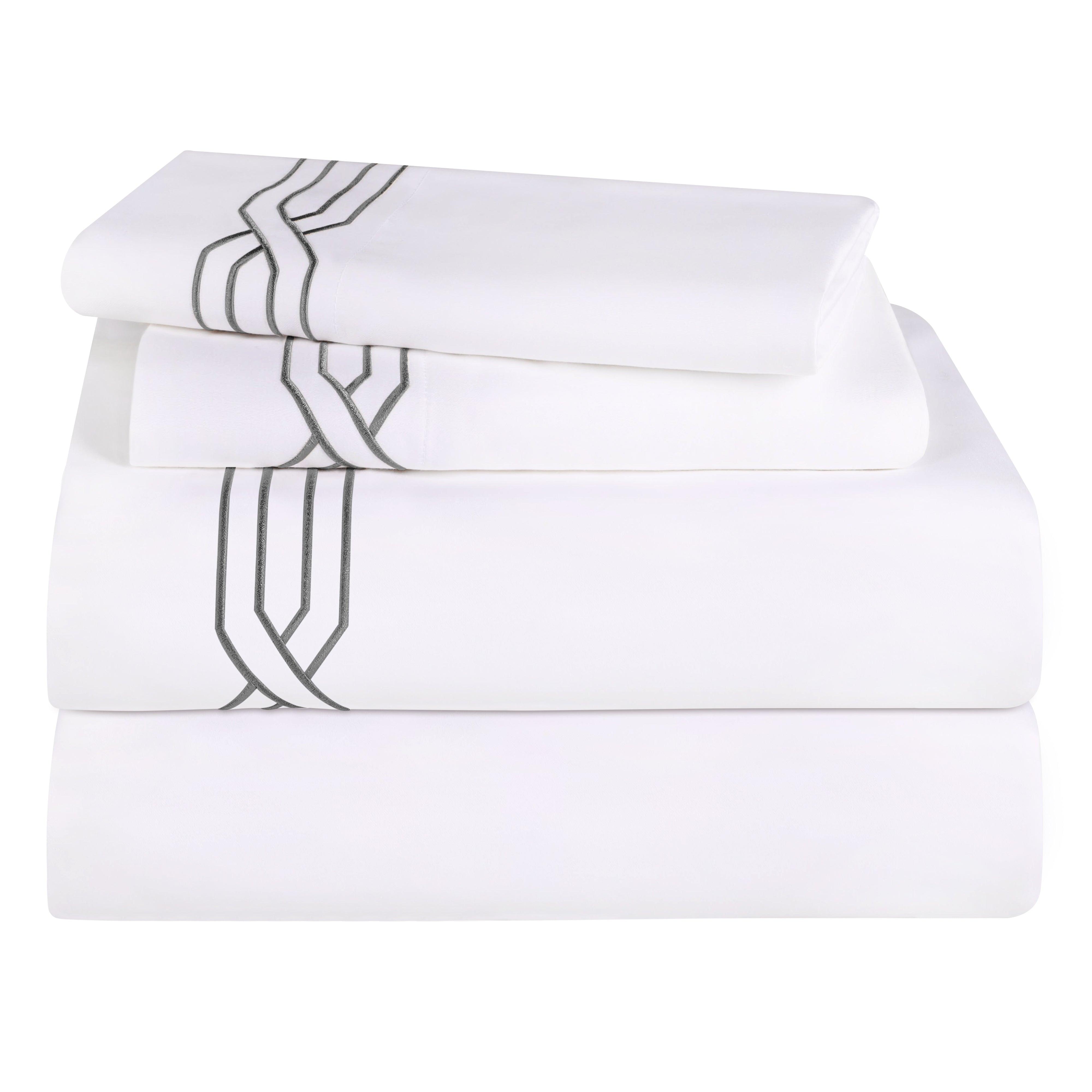 1200 Thread Count 100% Egyptian Cotton Sateen Embroidered Sheet Set - Egyptian Cotton Sheet Set by Superior Brand