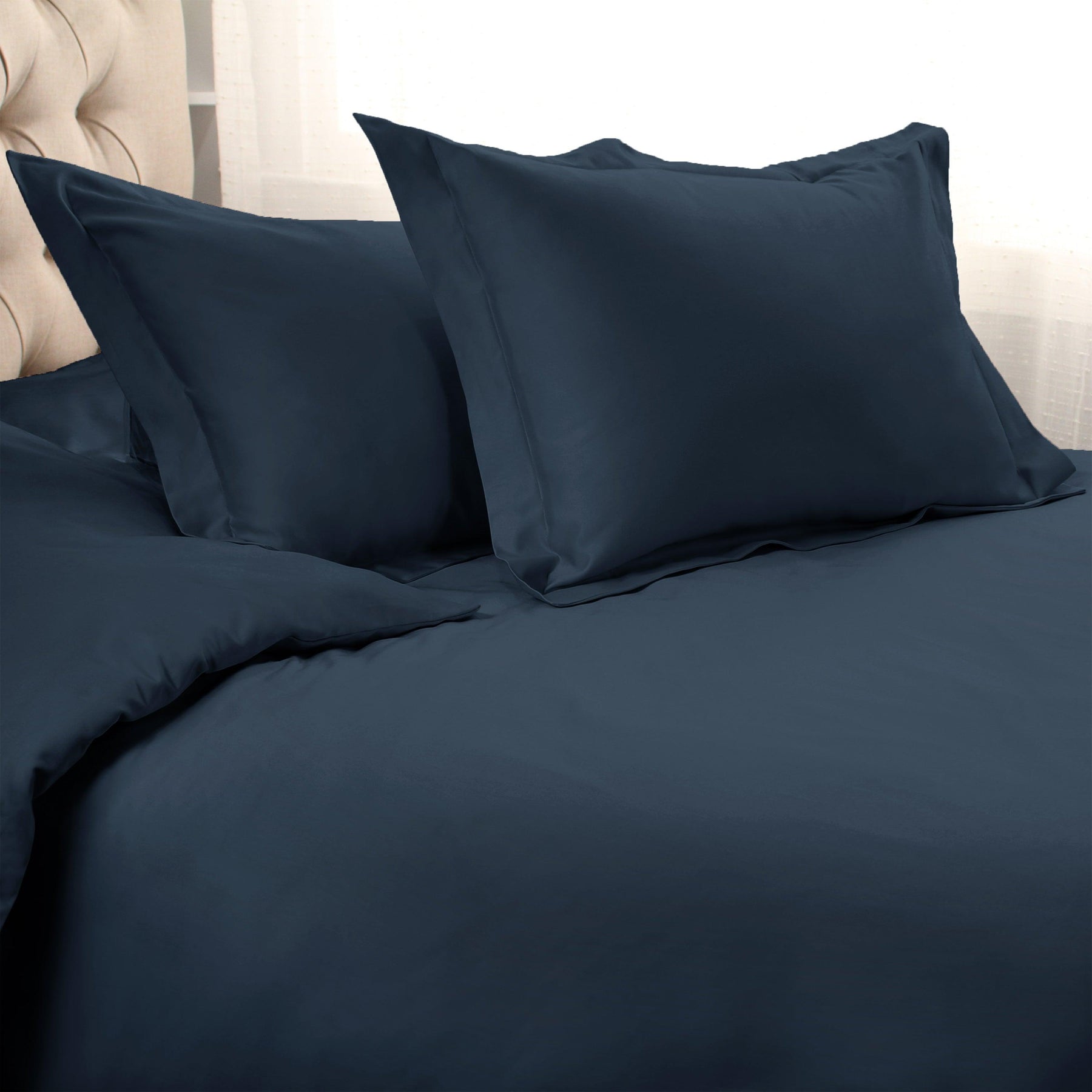  Superior Solid Egyptian Premium Cotton Duvet Cover Set -  Navy Blue'