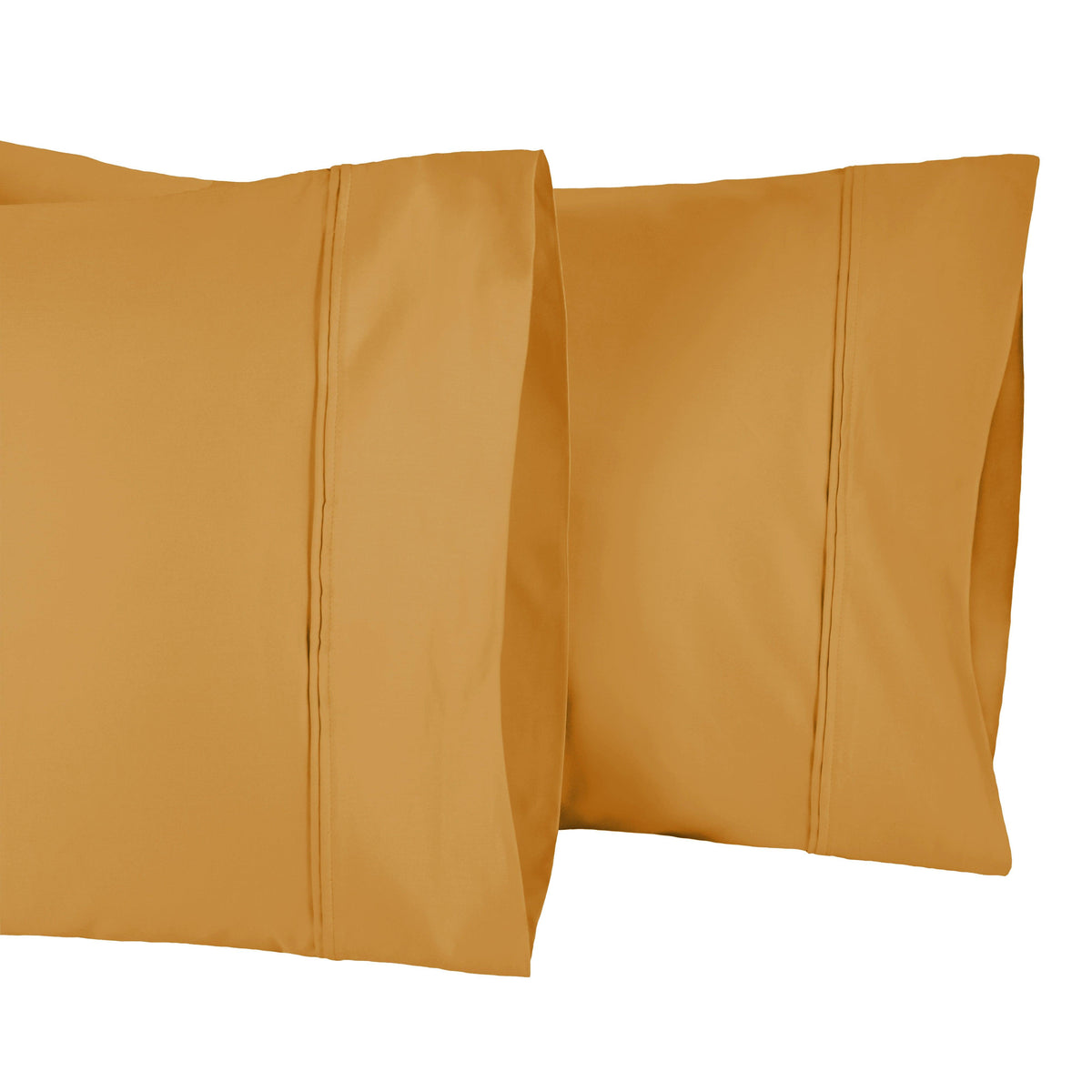 1200-Thread Count 100% Egyptian Cotton Double Pleated Egyptian Cotton 2-Piece Pillowcase Set - Gold