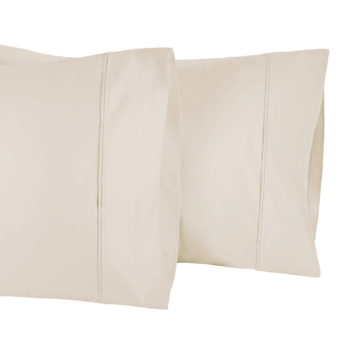 1200-Thread Count 100% Egyptian Cotton Double Pleated Egyptian Cotton 2-Piece Pillowcase Set - Ivory