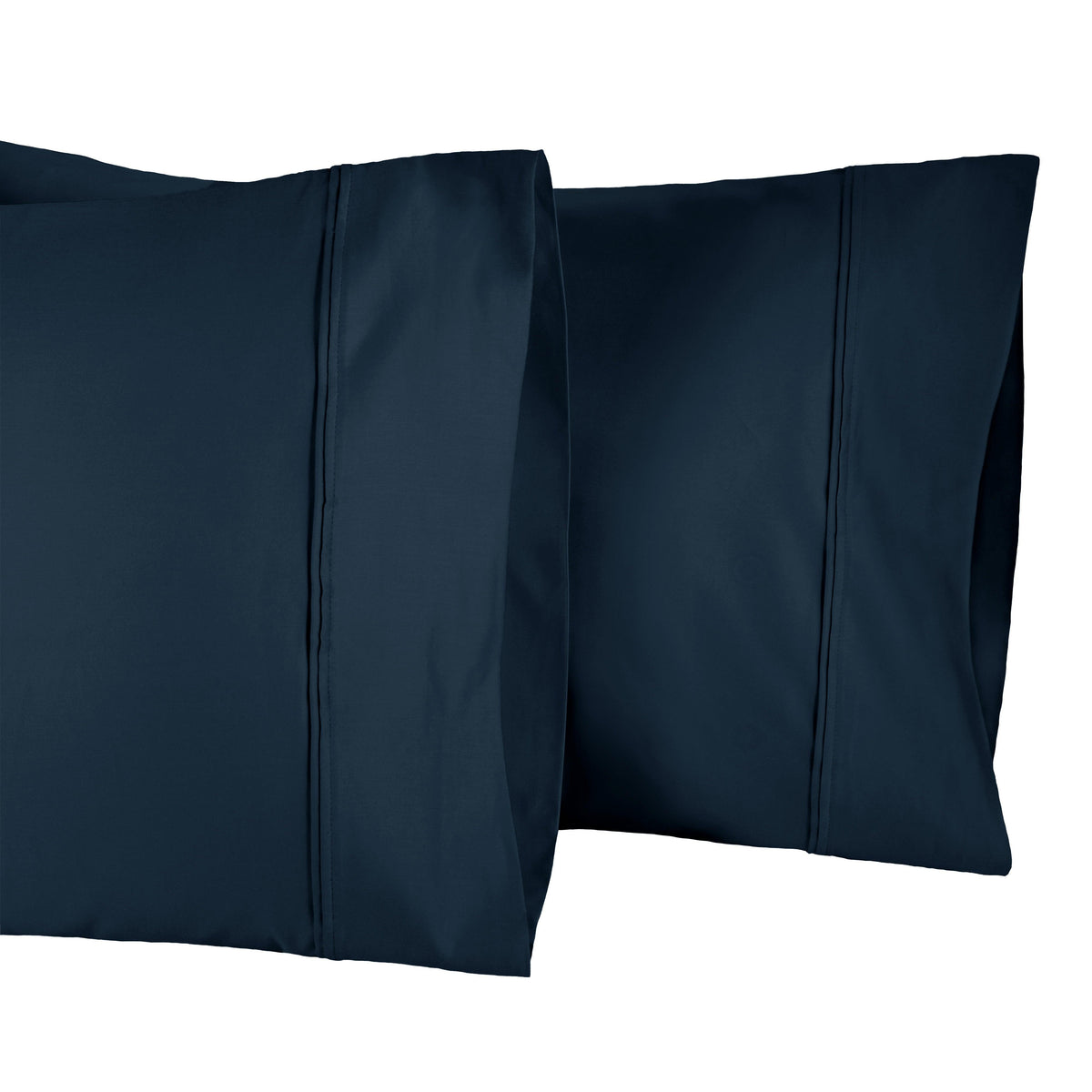 1200-Thread Count 100% Egyptian Cotton Double Pleated Egyptian Cotton 2-Piece Pillowcase Set - Navy Blue