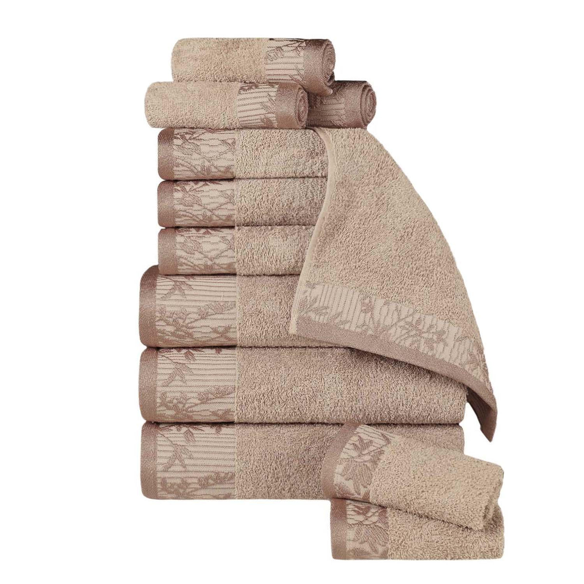 Superior Wisteria Cotton Floral Jacquard 12 Piece Towel Set