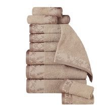 Superior Wisteria Cotton Floral Jacquard 12 Piece Towel Set - Frappe