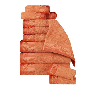 Superior Wisteria Cotton Floral Jacquard 12 Piece Towel Set - Mandrian