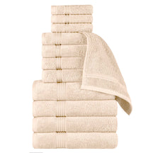 Egyptian Cotton Highly Absorbent Solid 12 Piece Ultra Soft Towel Set - Ivory