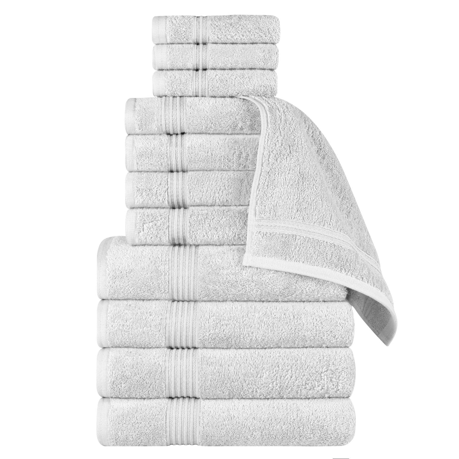 Egyptian Cotton Highly Absorbent Solid 12 Piece Ultra Soft Towel Set - Silver