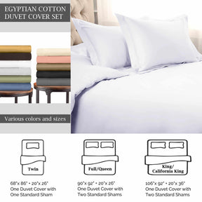  Superior Solid 1500 Thread Count Egyptian Cotton Duvet Cover Set - White