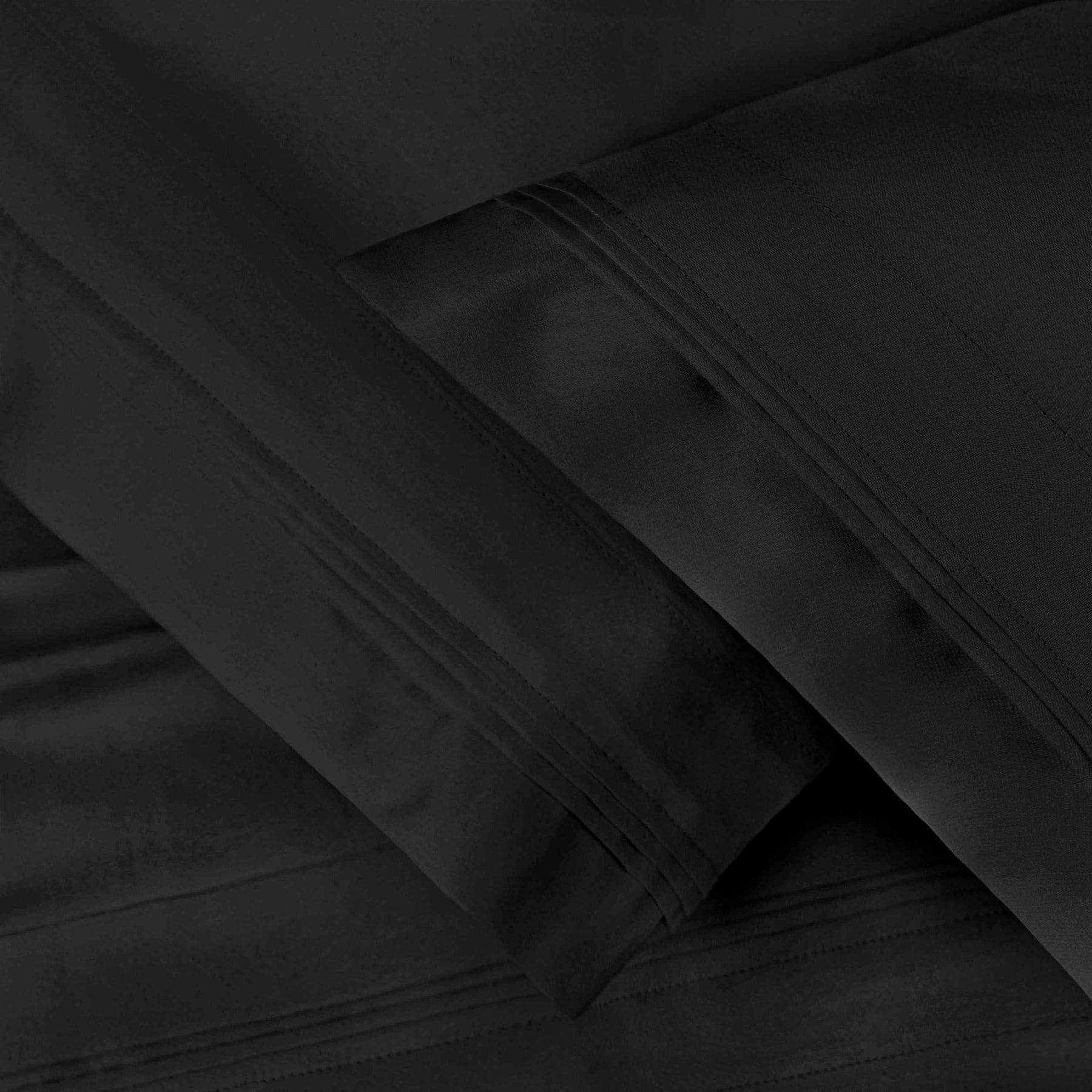Solid 1500 Thread Count Egyptian Cotton 2-Piece Pillowcase Set - Black