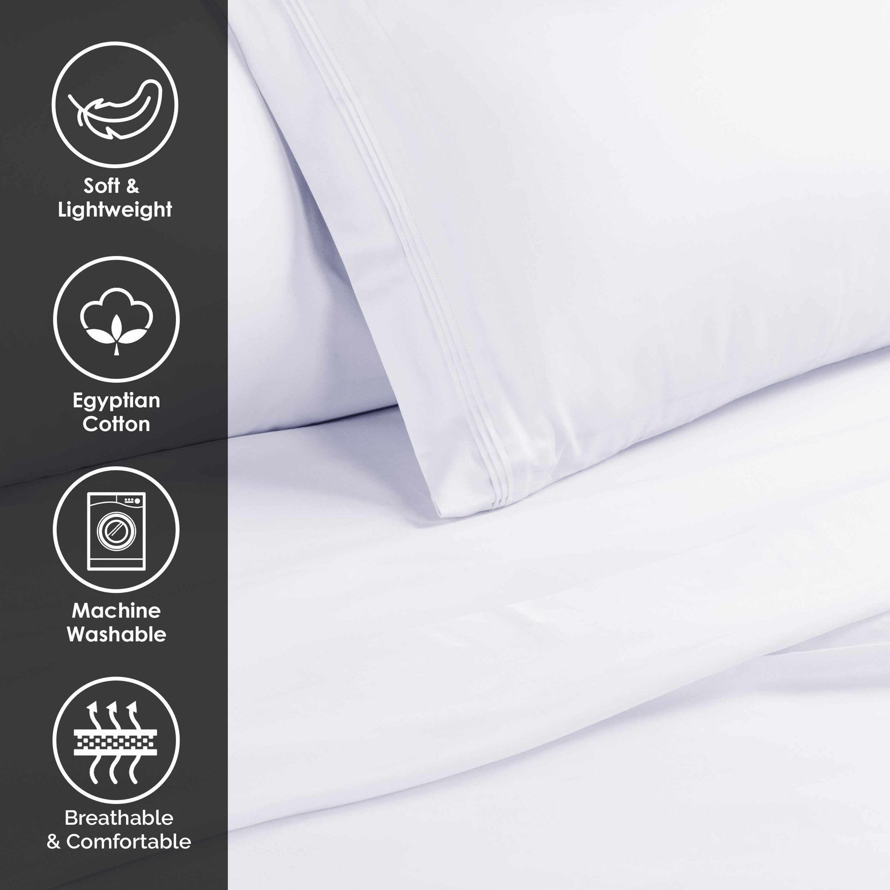 Great Choice Products 1000 Thread Count 100% Egyptian Cotton Pillow Cases,  White Standard Pillowcase Set