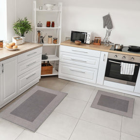 Reno Modern Non-Slip Machine Washable Kitchen Mat Set - Grey