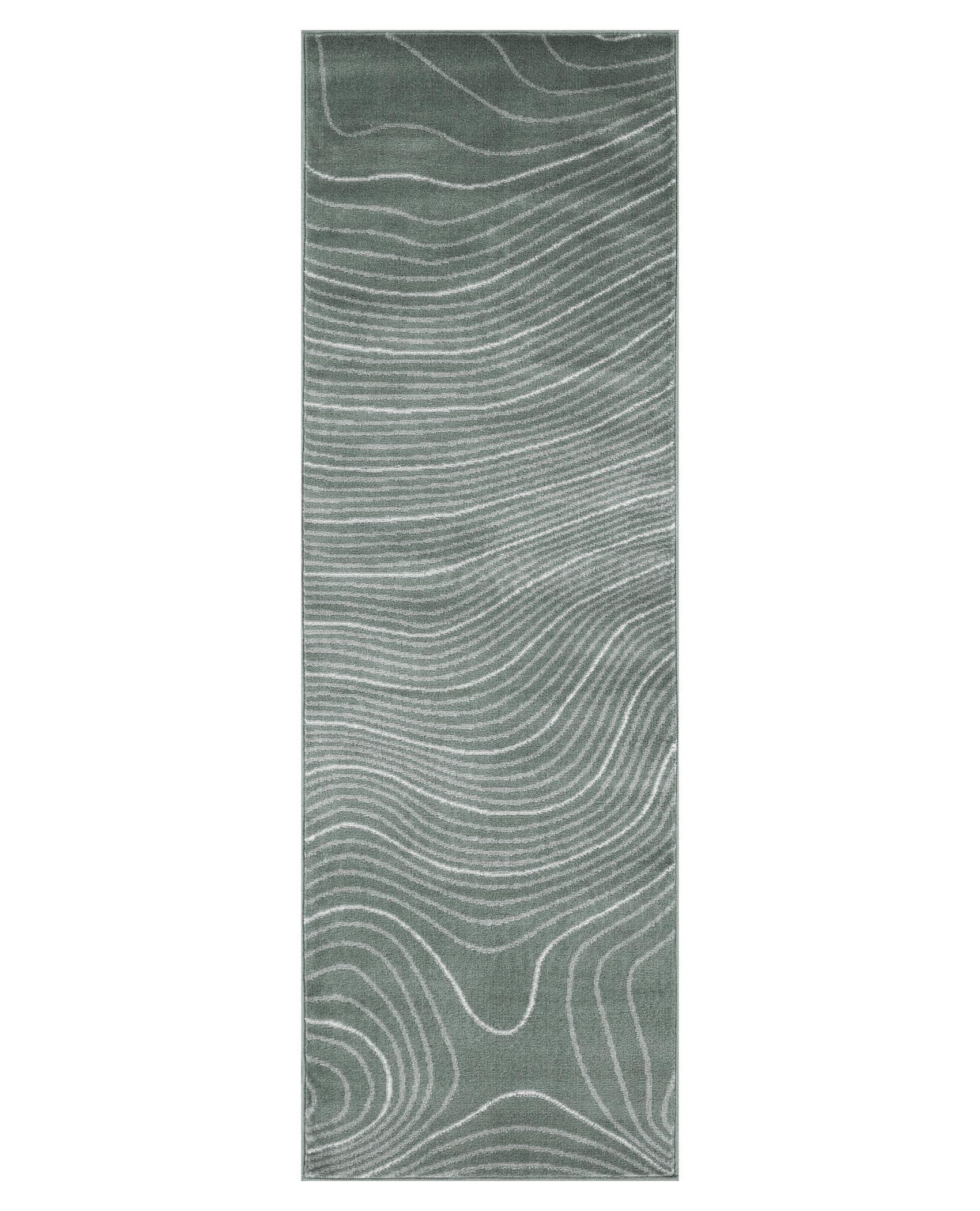 Modern Abstract Line Design Indoor Area Rug or Runner - Slate