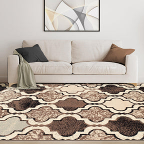 Superior Viking Contemporary Geometric Trellis Non-Slip Washable Area Rug  - Ivory