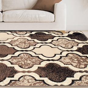 Superior Viking Contemporary Geometric Trellis Non-Slip Washable Area Rug  - Ivory