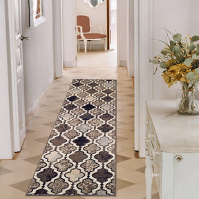 Superior Viking Contemporary Geometric Trellis Non-Slip Washable Area Rug  - Ivory
