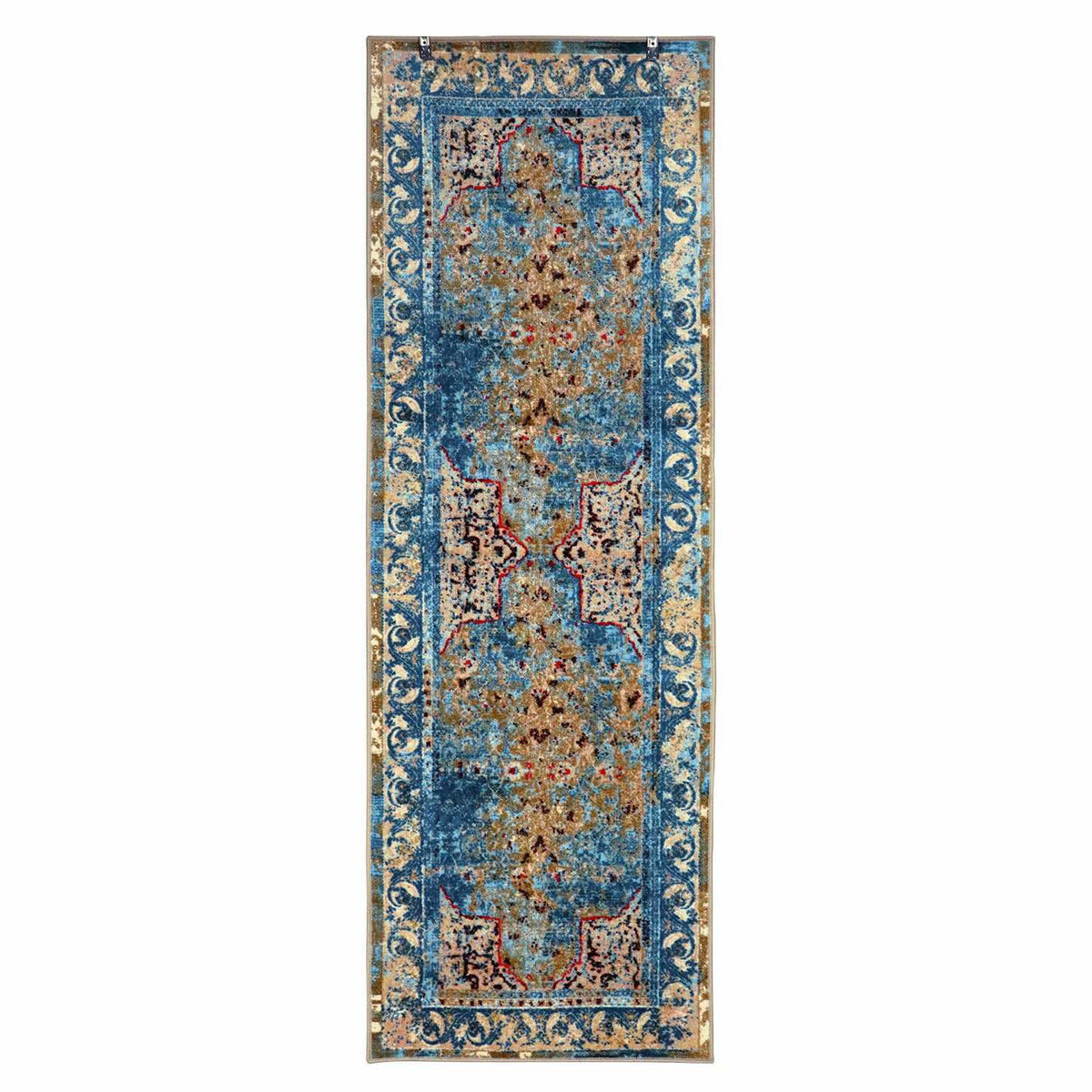 Superior Angeles Overdyed Non-Slip Indoor Area Rug or Runner -  Blue