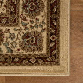 Traditional Oriental Floral Scroll Power-Loomed Indoor Area Rug or Runner - Taupe