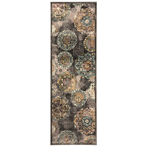 Superior Ceyone Distressed Floral Medallion Area Rug - Charcoal