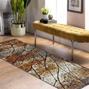 Superior Fifi Modern Branches Indoor Area Rug or Runner - Blue-Cream