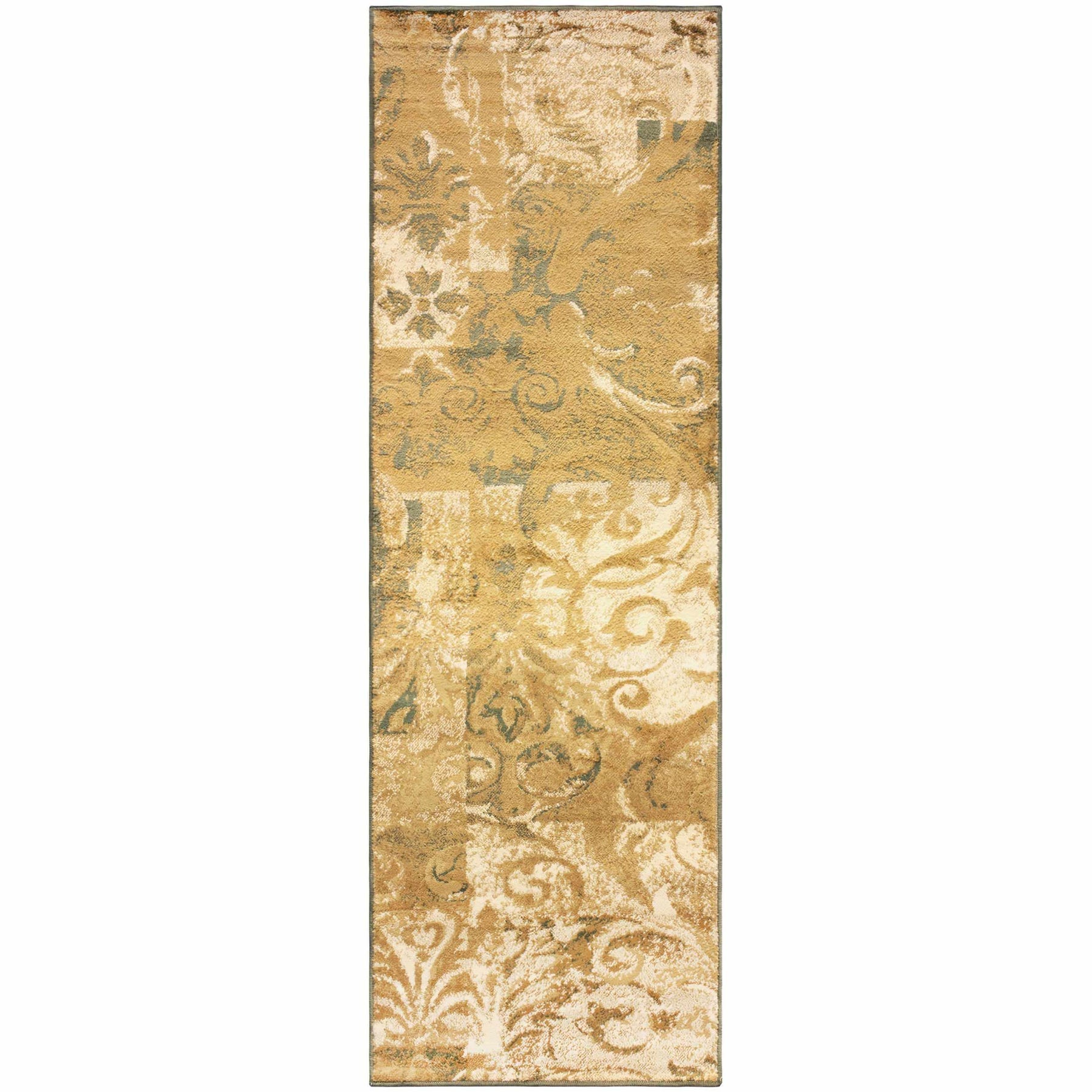  Distressed Scroll Contemporary Area Rug