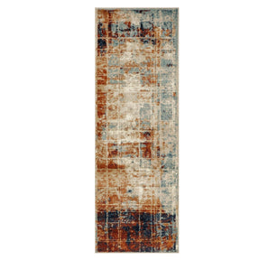 Superior Palani Washed Abstract Indoor Area Rug or Runner - Rust-Cream