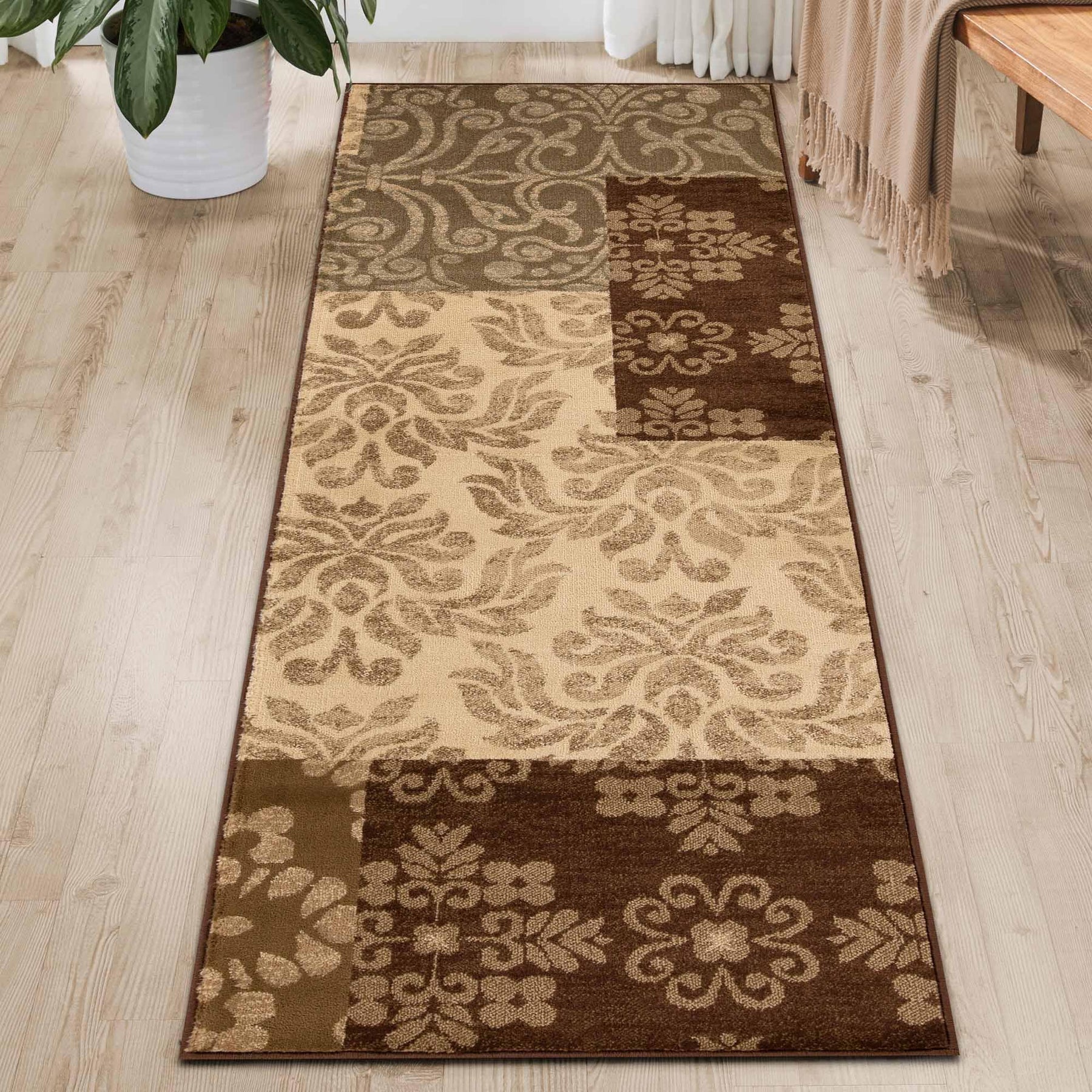 Floral Medallion Blocks Geometric Power-Loomed Indoor Area Rug or Runner-Home & Garden by Superior-Home City Inc
