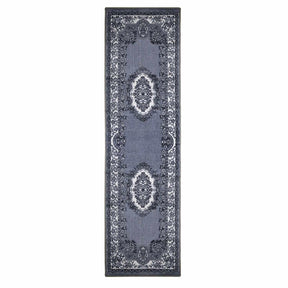  Seraphina Traditional Floral Non-Slip Indoor Area Rug Or Runner Rug Or Door Mat - Black-White