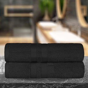 Superior Ultra Soft Cotton Absorbent Solid Bath Sheet (Set of 2) - Black