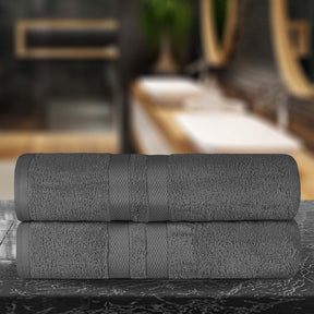 Superior Ultra Soft Cotton Absorbent Solid Bath Sheet (Set of 2) - Charcoal