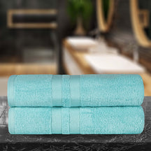 Superior Ultra Soft Cotton Absorbent Solid Bath Sheet (Set of 2) - Cyan
