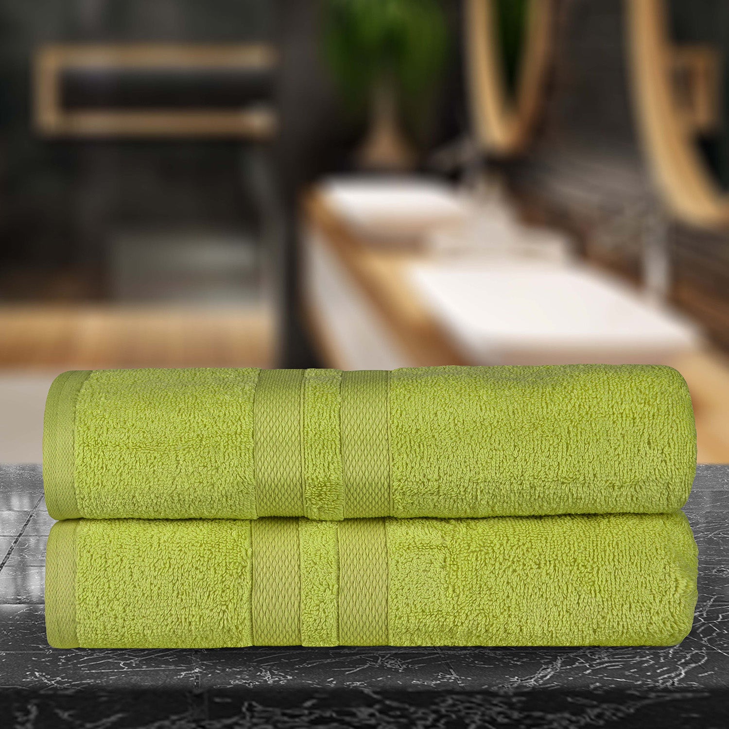 Superior Ultra Soft Cotton Absorbent Solid Bath Sheet (Set of 2) - Celery