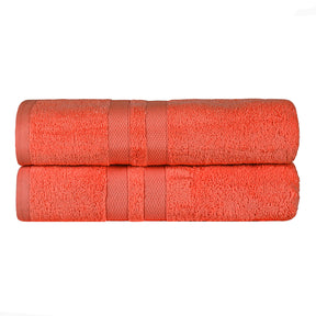 Superior Ultra Soft Cotton Absorbent Solid Bath Sheet (Set of 2) - Tangerine