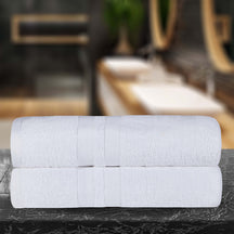 Superior Ultra Soft Cotton Absorbent Solid Bath Sheet (Set of 2) -  White