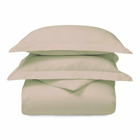 Superior 300 Thread Count Cotton Breathable Solid Duvet Cover Set - Tan