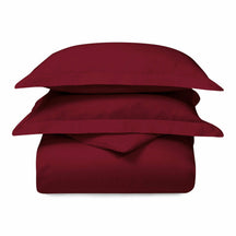 Superior 300 Thread Count Cotton Breathable Solid Duvet Cover Set - Burgundy