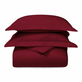 Superior 300 Thread Count Cotton Breathable Solid Duvet Cover Set - Burgundy