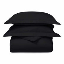 Superior 300 Thread Count Cotton Breathable Solid Duvet Cover Set - Black